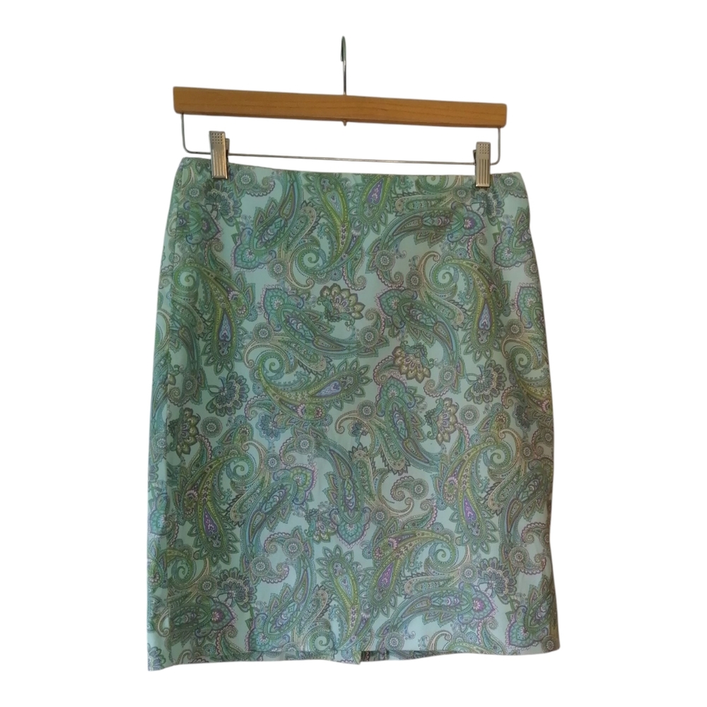 Jones New York Green and Blue Pencil Skirt Knee-Length